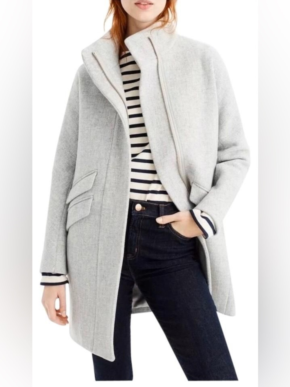 J. Crew Light Gray Wool-Blend Pea Coat